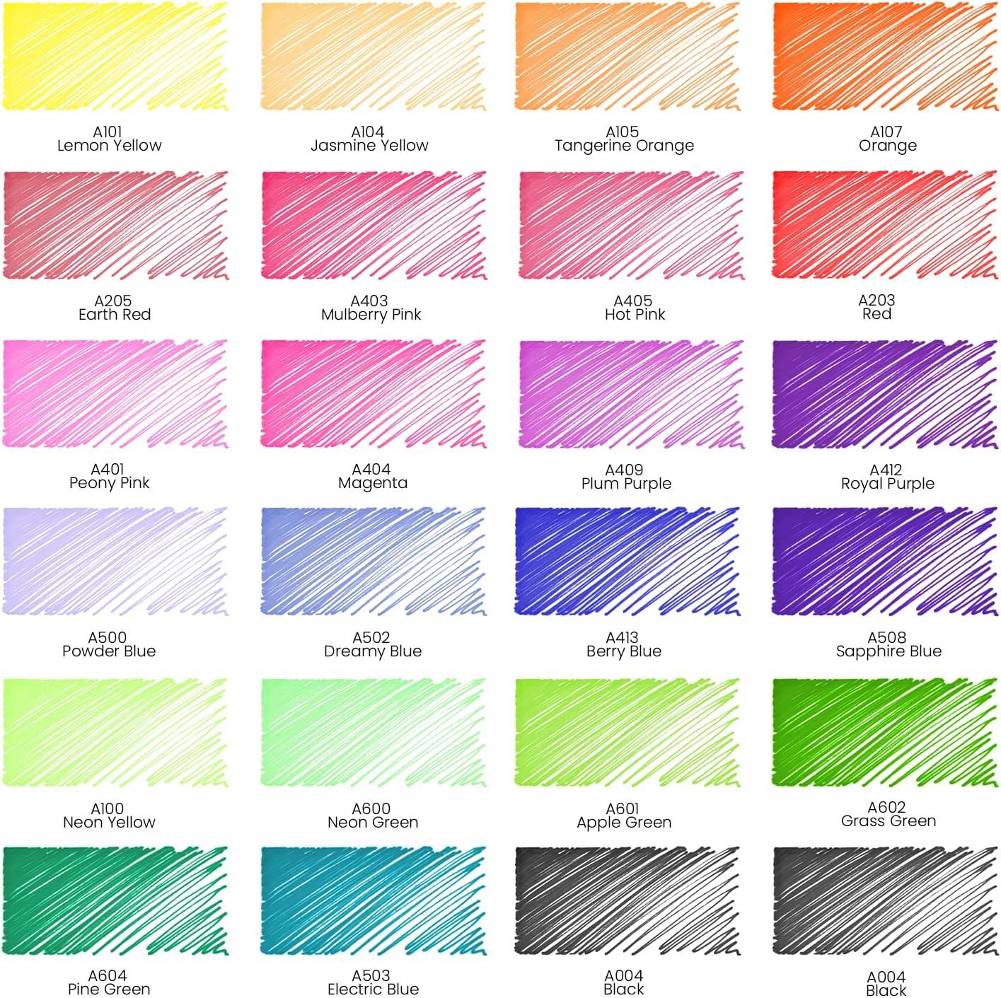 ARTEZA Permanent Markers, 40 Black Pens, Ultra-Fine Tip Paint Pens, Quick-Drying, Water Resistant, for Calligraphy and Note Taking, Office, Classroom(Set 24  Bright & Neon Colors)