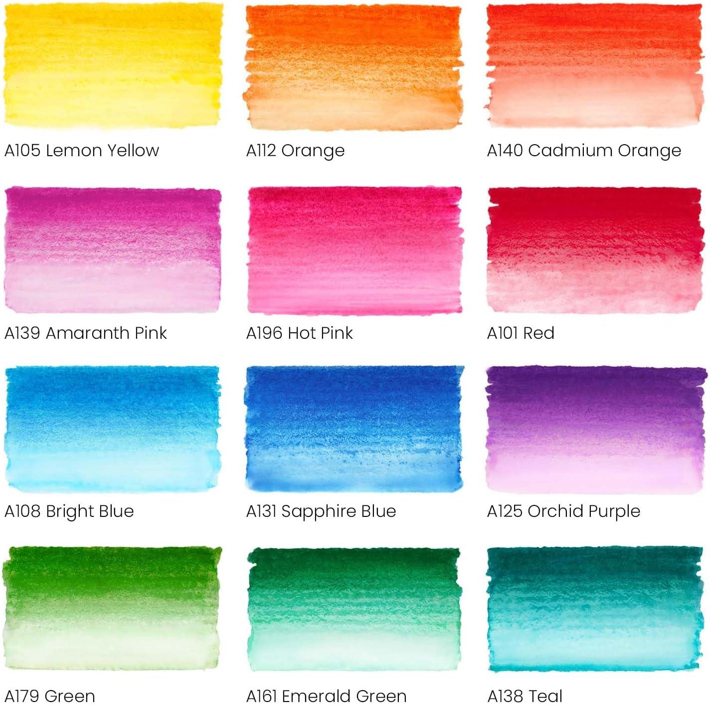 ARTEZA 12 Watercolor Pens for Artists, Landscape Tones Real Brush Pens, Blendable Watercolor Markers for Adults(Bright Colors)