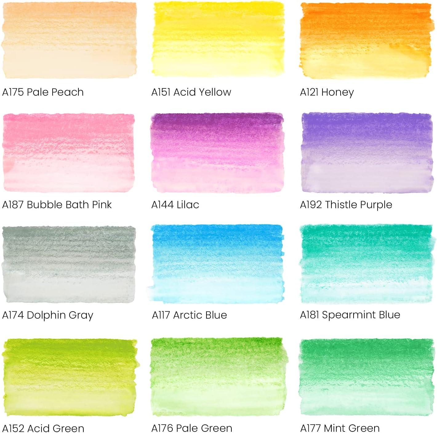 ARTEZA 12 Watercolor Pens for Artists, Landscape Tones Real Brush Pens, Blendable Watercolor Markers for Adults(Pastel Colors)