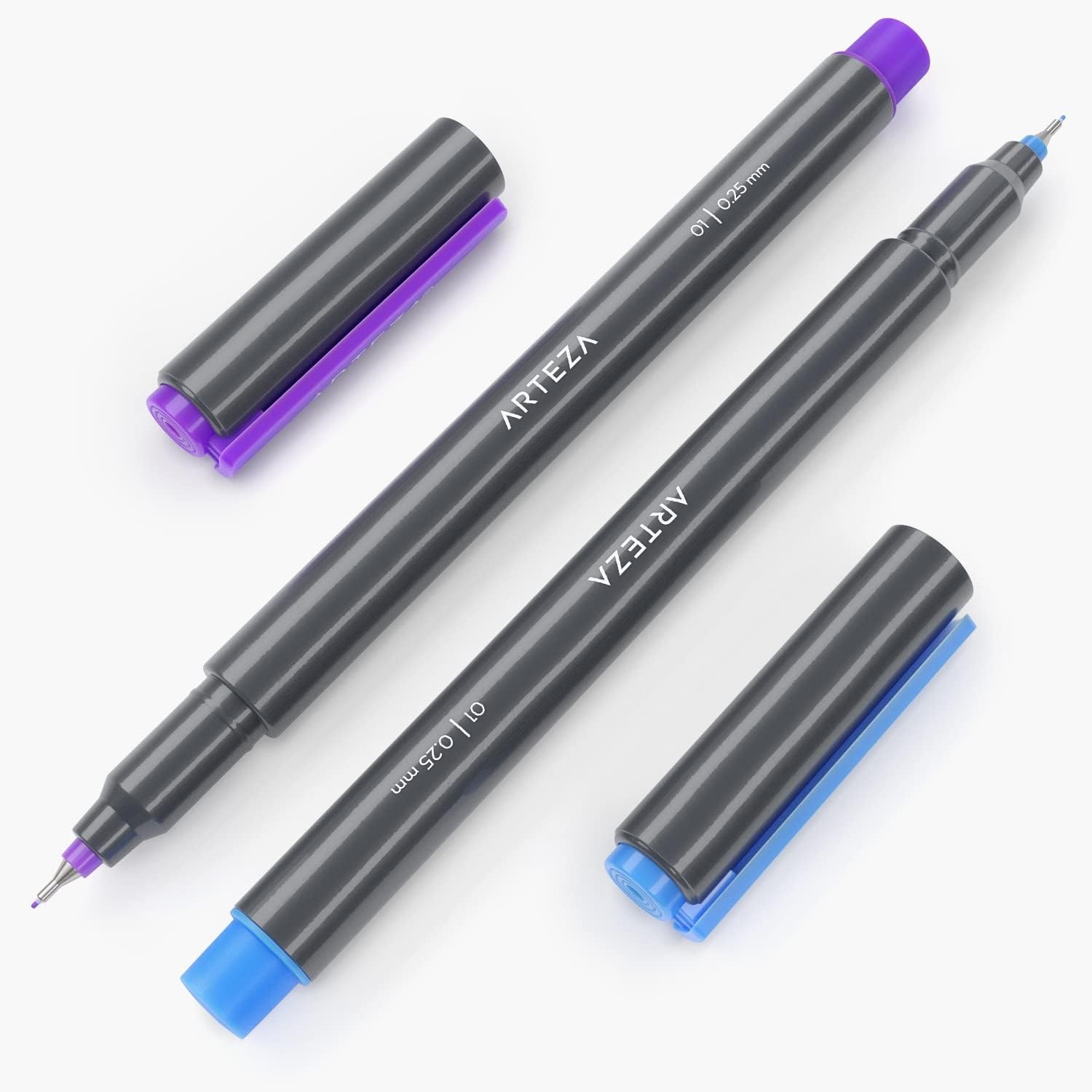 ARTEZA Micro-Line Ink Pens, Set of 12 Colorful Size 01 (0.25-mm) Fineliners, Archival Ink, Quick-Dry and Smear-Proof, Art Supplies for Artists, Illustrators, and Fine Media Artists(12 Colorful)