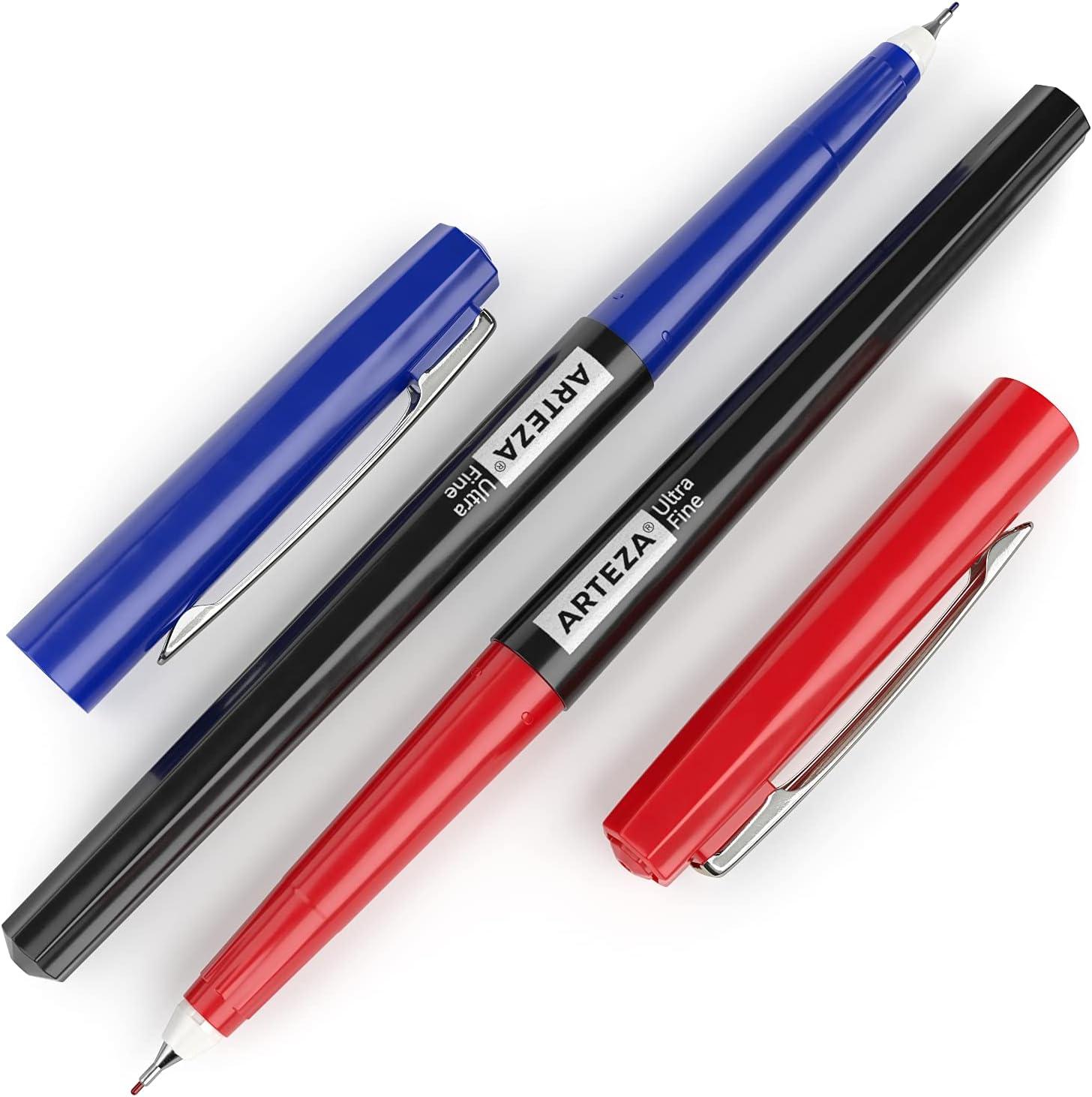 ARTEZA Permanent Markers, 40 Black Pens, Ultra-Fine Tip Paint Pens, Quick-Drying, Water Resistant, for Calligraphy and Note Taking, Office, Classroom(Set 24  4 Classic Colors)