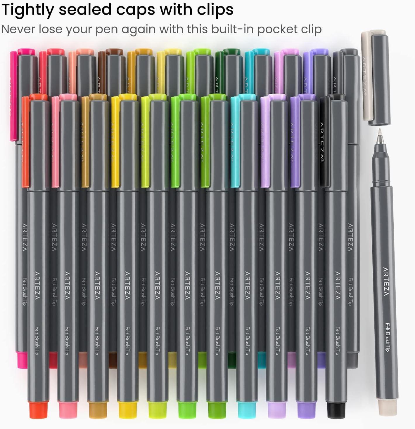 ARTEZA Felt Tip Pens, Set of 24 Seasonal Brush Tip Calligraphy Pens, Dye-Based Ink(24 Seasonal Brush Tip)