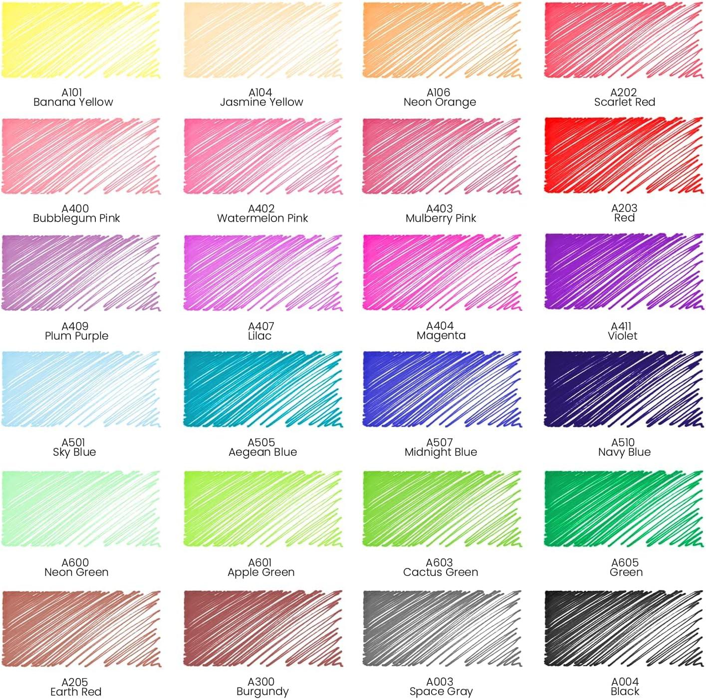 ARTEZA Permanent Markers, 40 Black Pens, Ultra-Fine Tip Paint Pens, Quick-Drying, Water Resistant, for Calligraphy and Note Taking, Office, Classroom(Set 24  Retro Pop Colors)