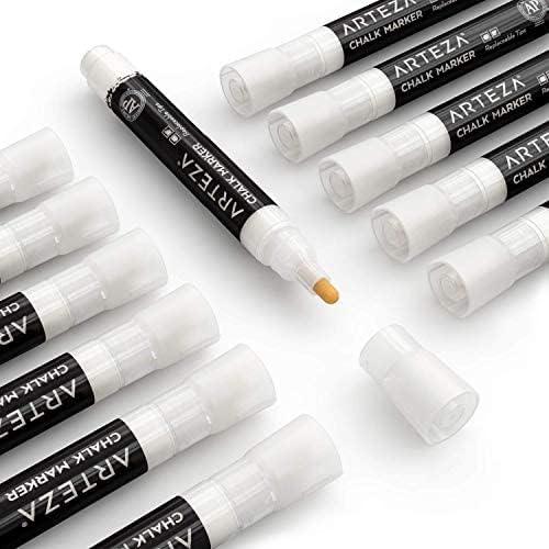 ARTEZA Liquid Chalk Markers, Set of 8, Metallic Colors, Erasable(White)