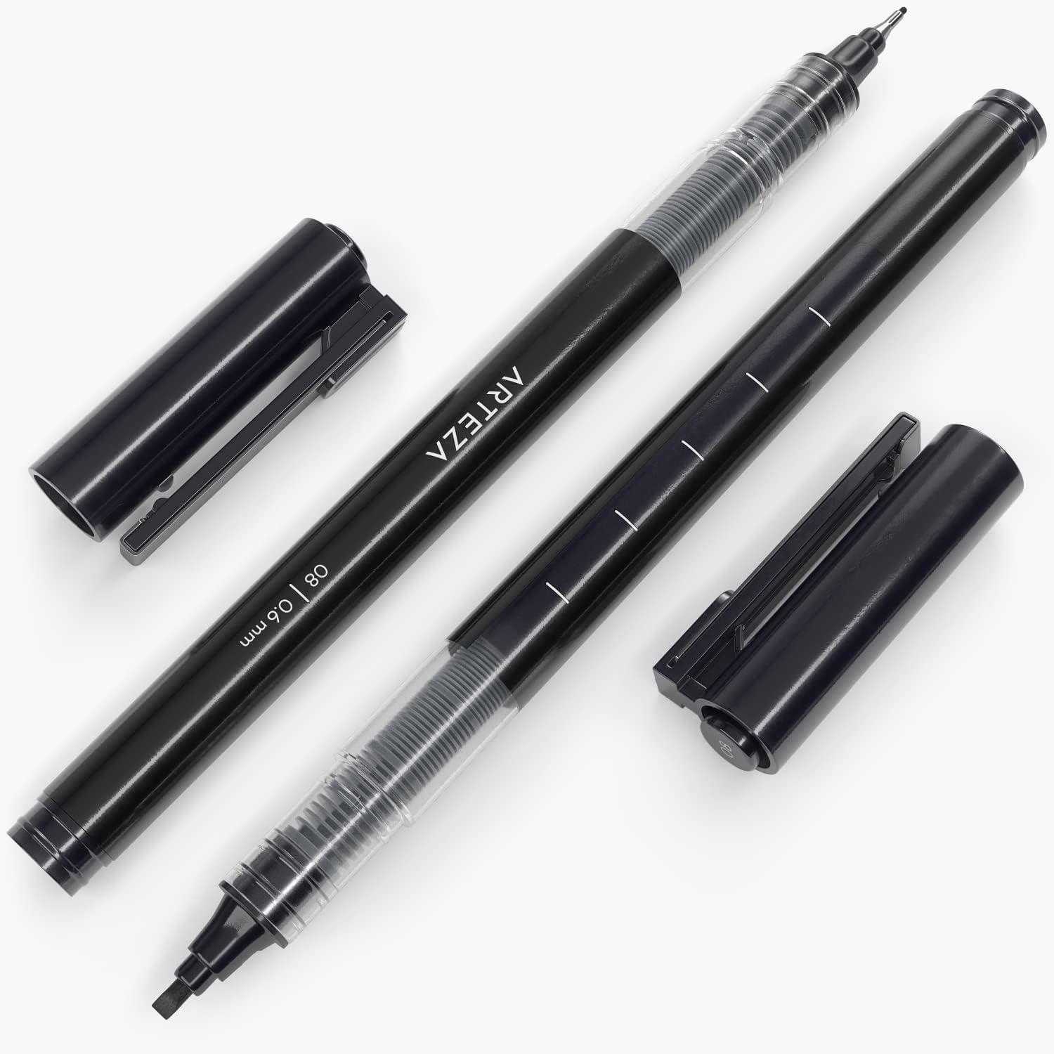 ARTEZA Micro-Line Ink Pens, Set of 9, Black Fineliners with Japanese Archival Ink, Art Supplies for Comic Artists and Illustrators(1 Count (Pack of 9))