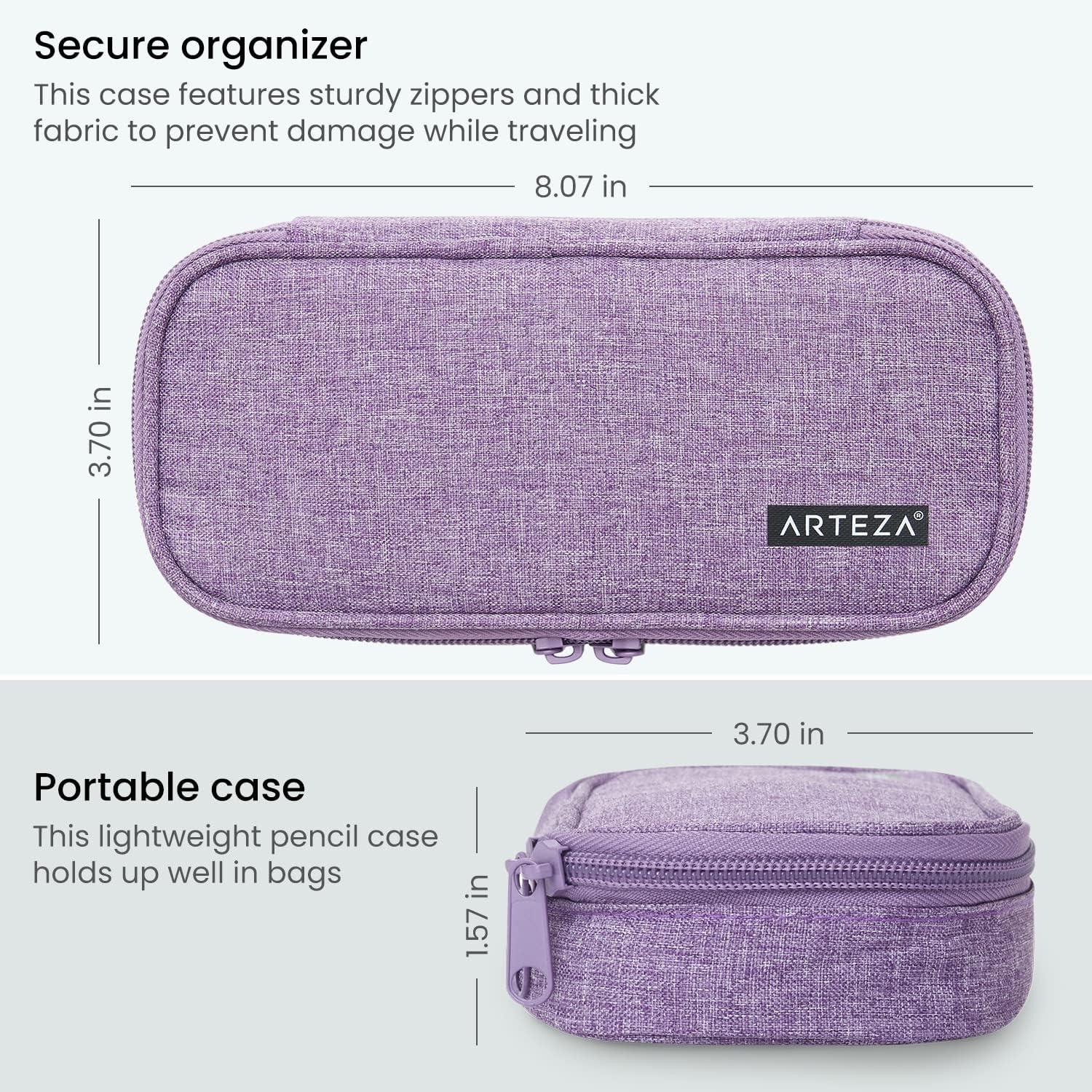 Arteza Pencil Case, Purple Pencil Pouch with Zipper Closure, School Supplies for Students and Teachers(Purple)