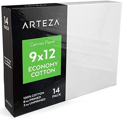 Arteza Acrylic Paint and Canvas Panels Bundle, Painting Art Supplies for Artist, Hobby Painters & Beginners