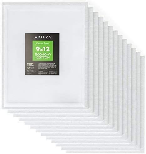 Arteza Acrylic Paint and Canvas Panels Bundle, Painting Art Supplies for Artist, Hobby Painters & Beginners