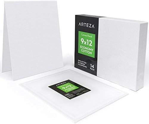 Arteza Acrylic Paint and Canvas Panels Bundle, Painting Art Supplies for Artist, Hobby Painters & Beginners