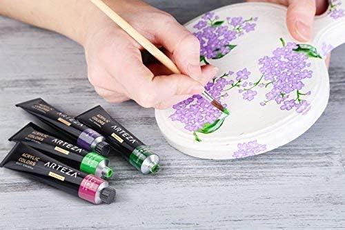 Arteza Bundle: 5×7 Bulk Pack of 100% Economy Cotton Canvas Panels, Set of 14 and Acrylic Paint, Set of 60 Assorted Colors, Painting Art Supplies for Artist, Hobby Painters & Beginners