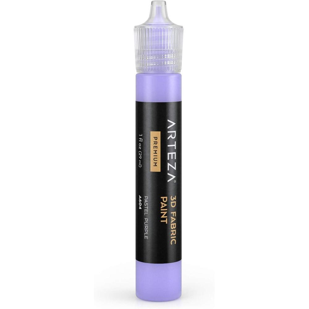 Arteza 3D Fabric Paint, Pastel Purple A604, 1oz Tube, Washer & Dryer Safe Textile Paint for Clothing, Accessories, Ceramic, Glass & DIY Projects