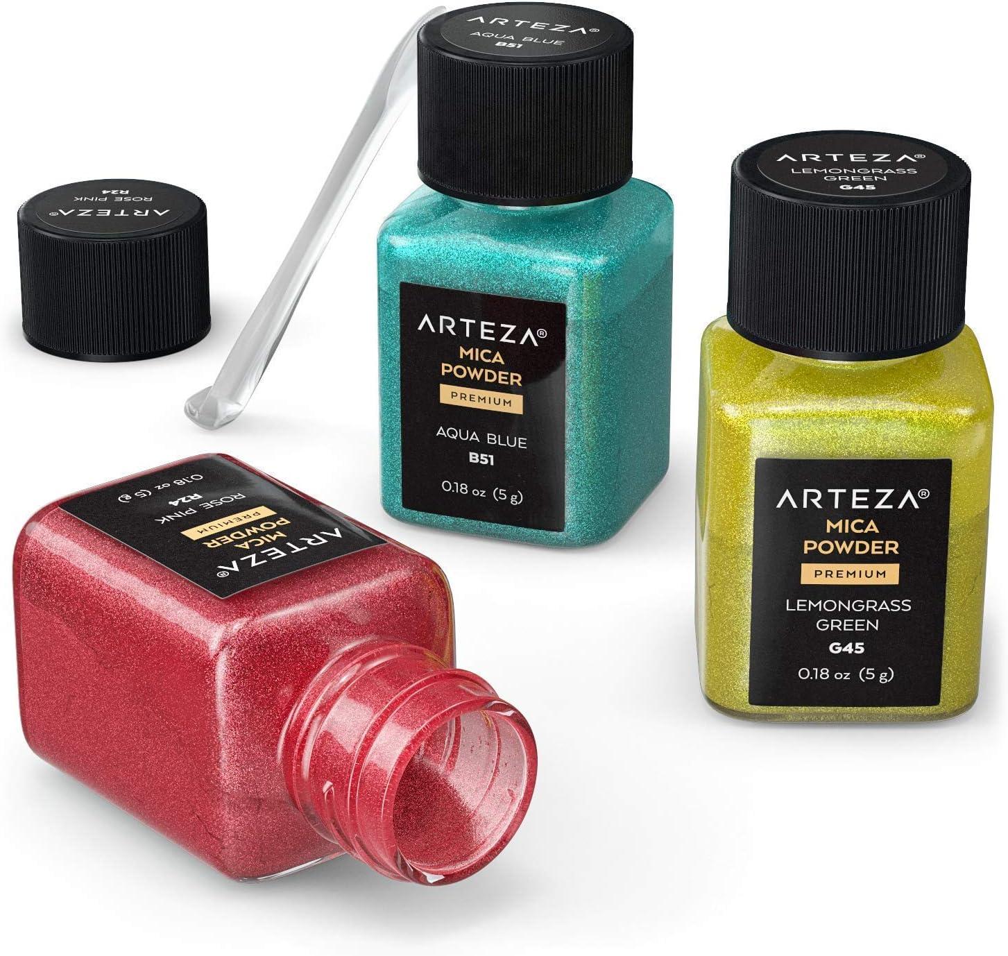 ARTEZA Acrylic Paint Set and Mica Powder Bundle, Painting Art Supplies for Artist, Hobby Painters & Beginners