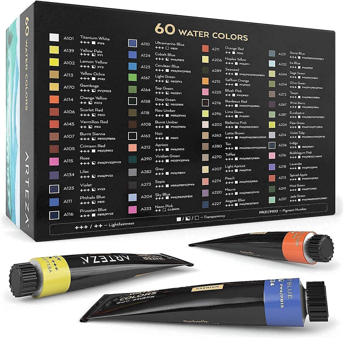 ARTEZA Acrylic Paint Set and Watercolor Paint Set Bundle, Painting Art Supplies for Artist, Hobby Painters & Beginners