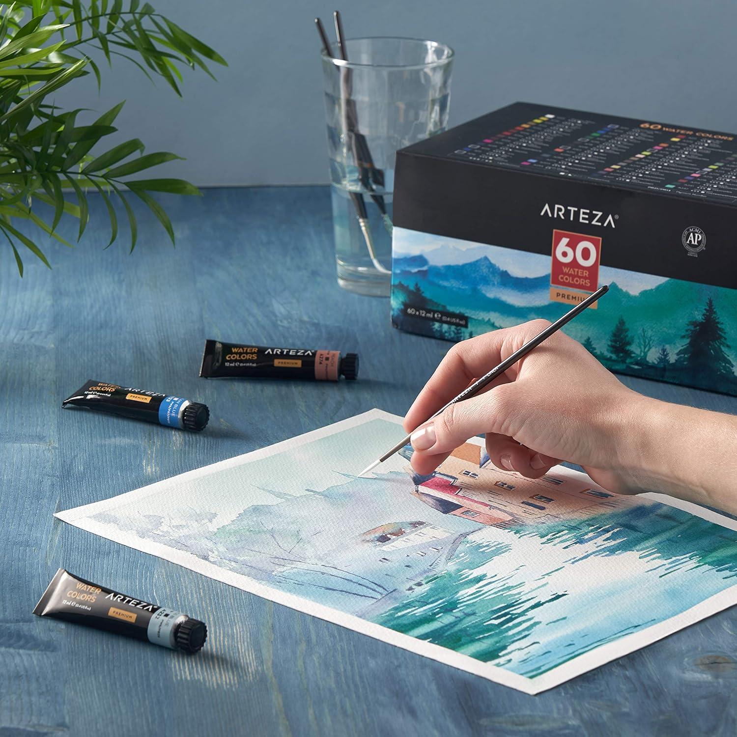 ARTEZA Acrylic Paint Set and Watercolor Paint Set Bundle, Painting Art Supplies for Artist, Hobby Painters & Beginners