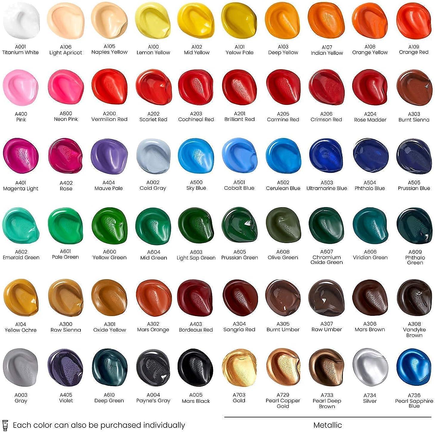ARTEZA Acrylic Paint 60 Colors and Canvas Multi Pack Set of 10 Bundle, Painting Art Supplies for Artist, Hobby Painters & Beginners