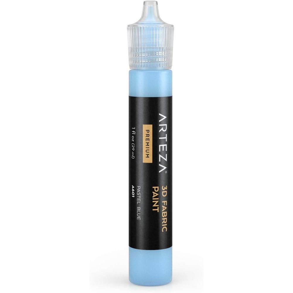 Arteza 3D Fabric Paint, Pastel Blue A601, 1oz Tube, Washer & Dryer Safe Textile Paint for Clothing, Accessories, Ceramic, Glass & DIY Projects