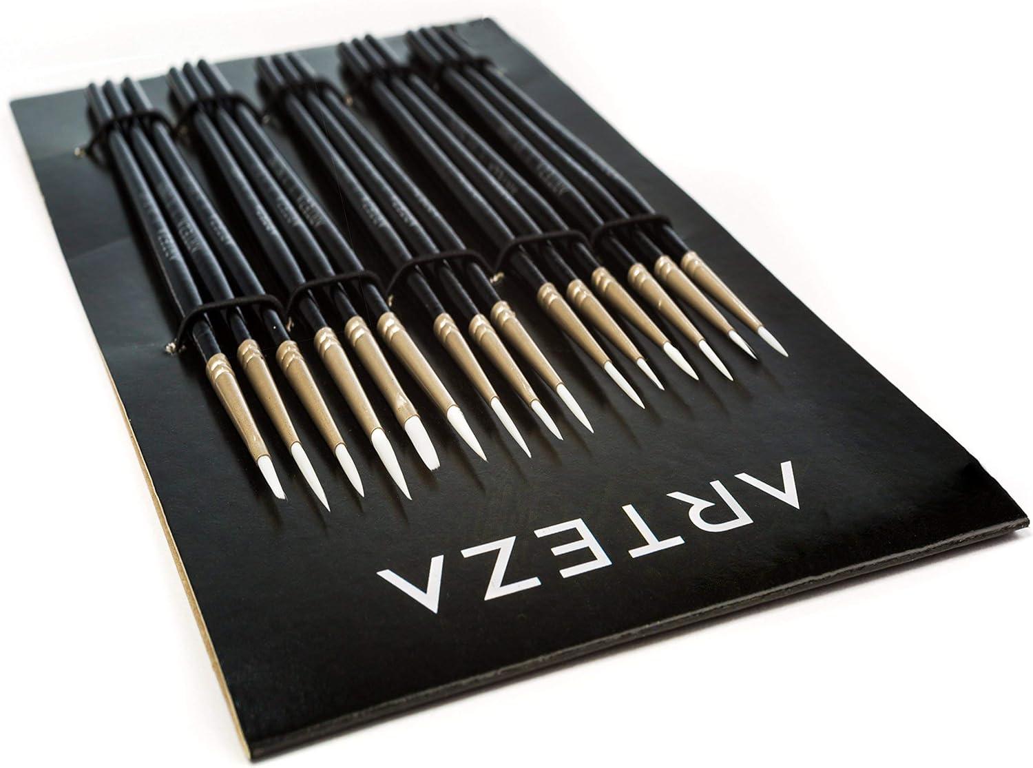Arteza Acrylic Paint Set and Detail Paint Brushes, Painting Art Supplies for Artist, Hobby Painters & Beginners