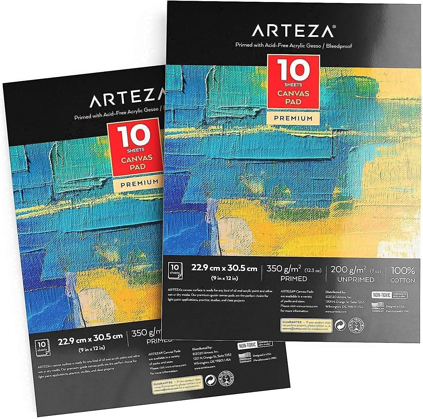 ARTEZA Acrylic Paint and Canvas Pads Bundle, Painting Art Supplies for Artist, Hobby Painters & Beginners