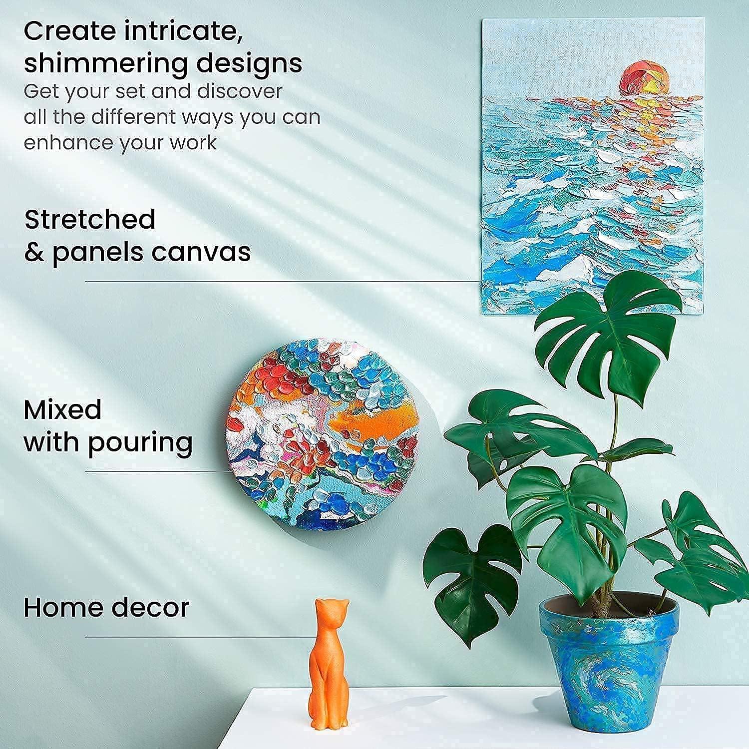 ARTEZA Classic Metallic Acrylic and Canvas Bundle, Painting Art Supplies for Artist, Hobby Painters & Beginners