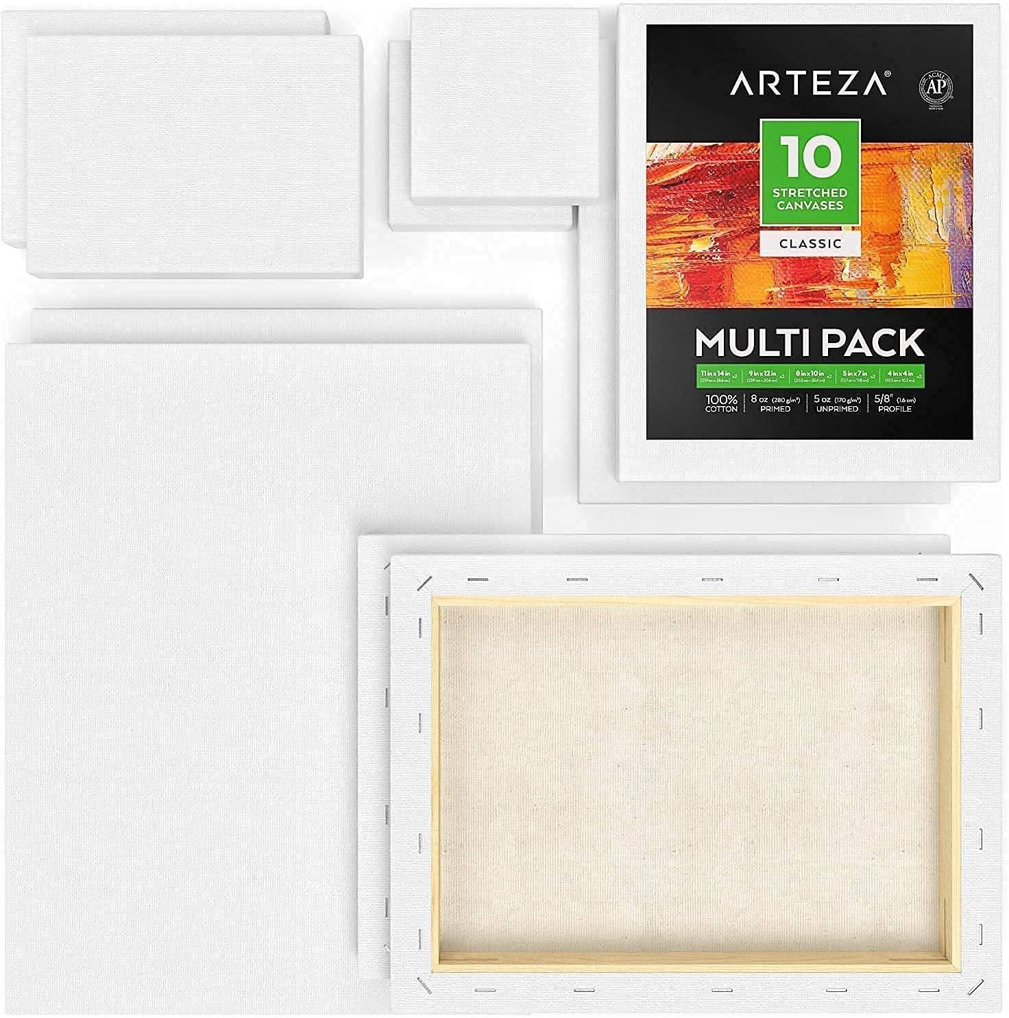 ARTEZA Classic Metallic Acrylic and Canvas Bundle, Painting Art Supplies for Artist, Hobby Painters & Beginners
