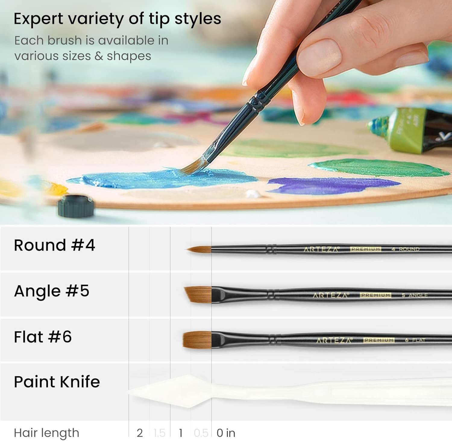 Arteza Acrylic Art Set, Includes Tabletop Easel, 12 Acrylic Paint Tubes, Palette Paper, 10 Paintbrushes, Canvas Pads & Canvas Panels, Art Supplies for Beginners and Professional Artists(19-Piece Art Set)