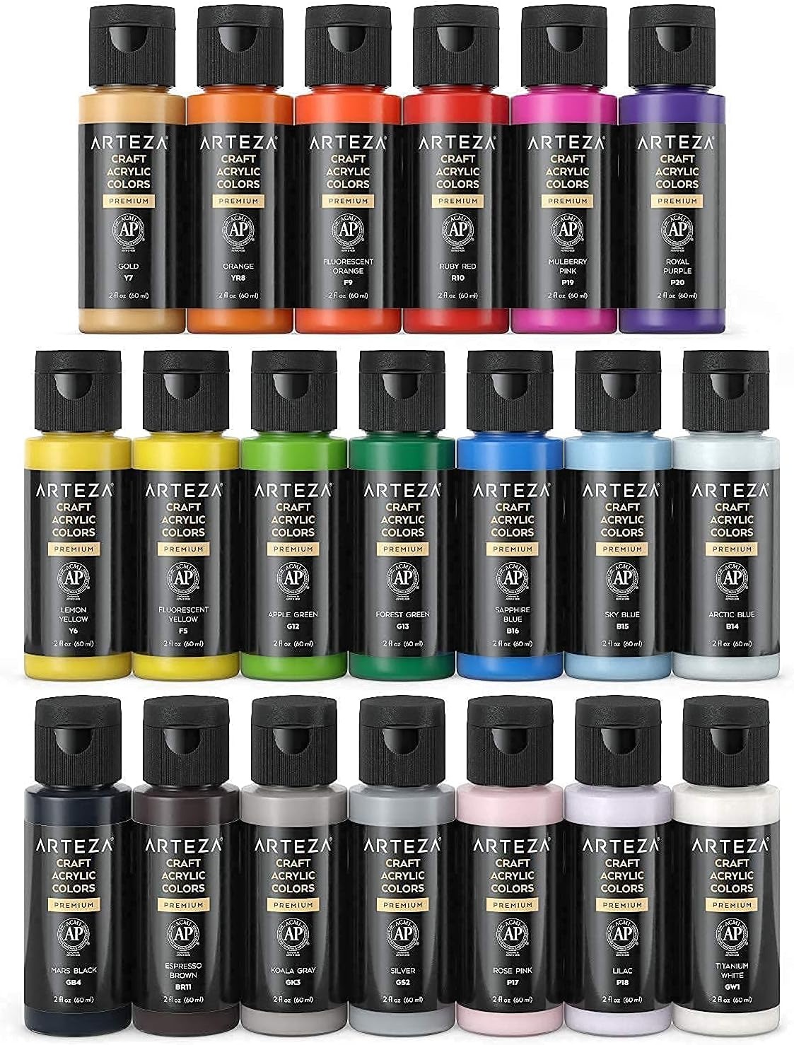 Arteza Acrylic Iridescent Paint Pack of 10 and Craft Acrylic Paint Set of 20 with Stretched Canvases 11×14 Pack of 8 Bundle, Painting Art Supplies for Artist, Hobby Painters & Beginners