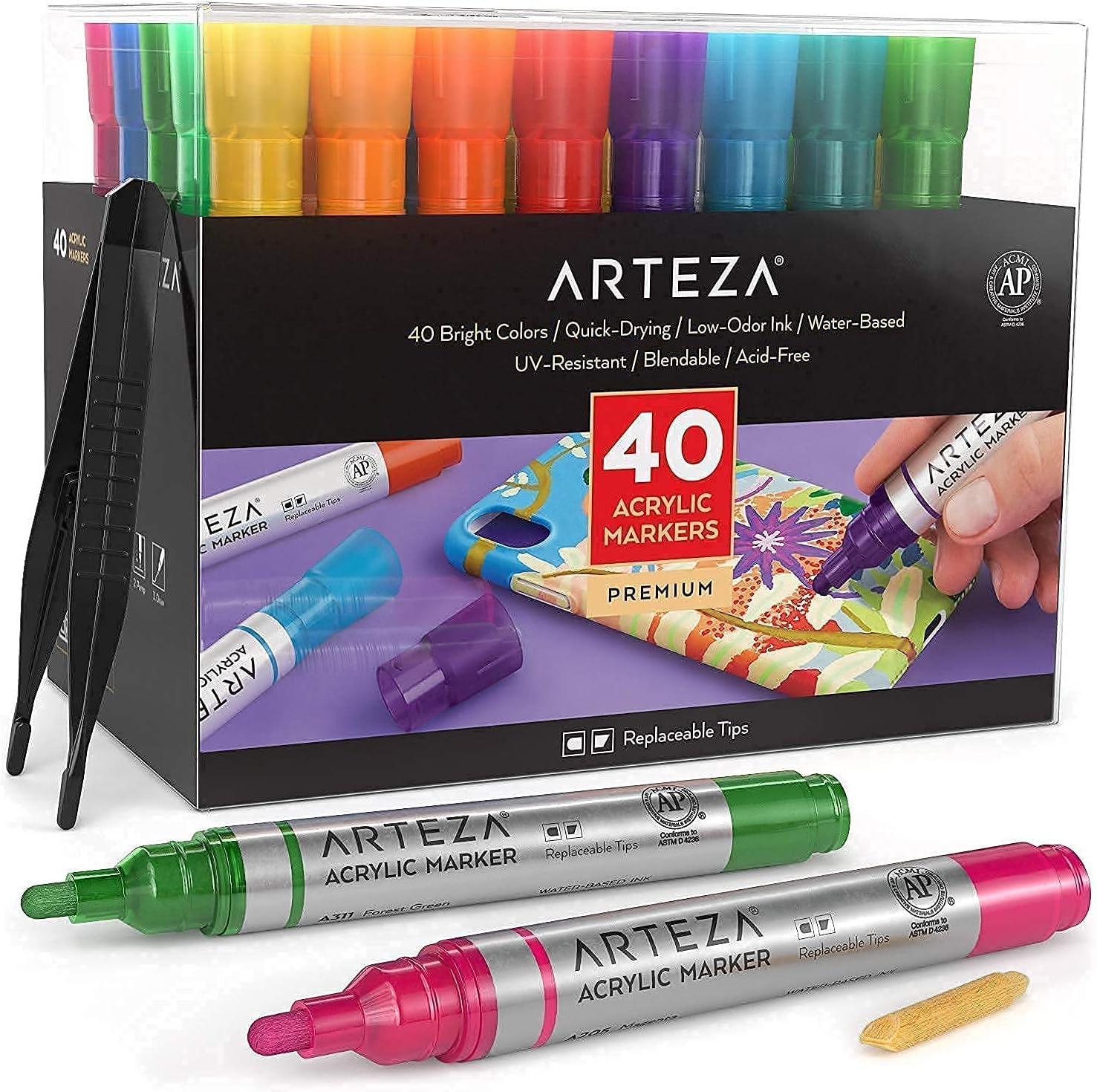 ARTEZA Acrylic markers and Paint Bundle, Painting Art Supplies for Artist, Hobby Painters & Beginners