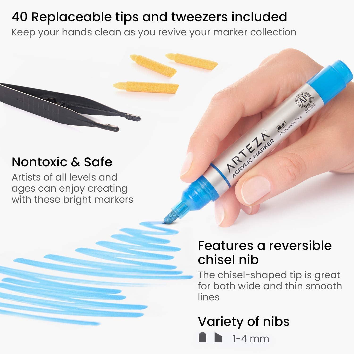 ARTEZA Acrylic markers and Paint Bundle, Painting Art Supplies for Artist, Hobby Painters & Beginners