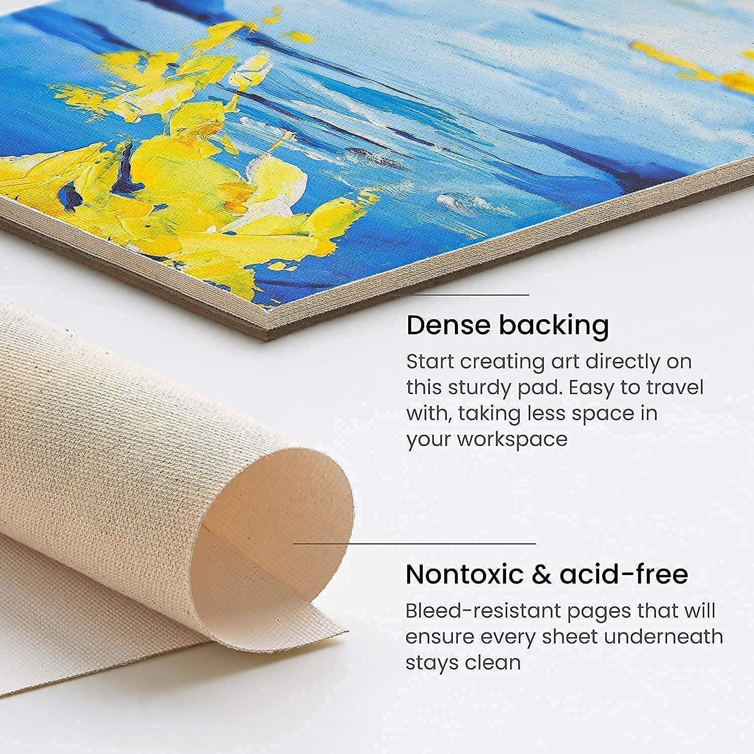 ARTEZA Acrylic Paints and Canvas Pad Pack Bundle, Painting Art Supplies for Artist, Hobby Painters & Beginners