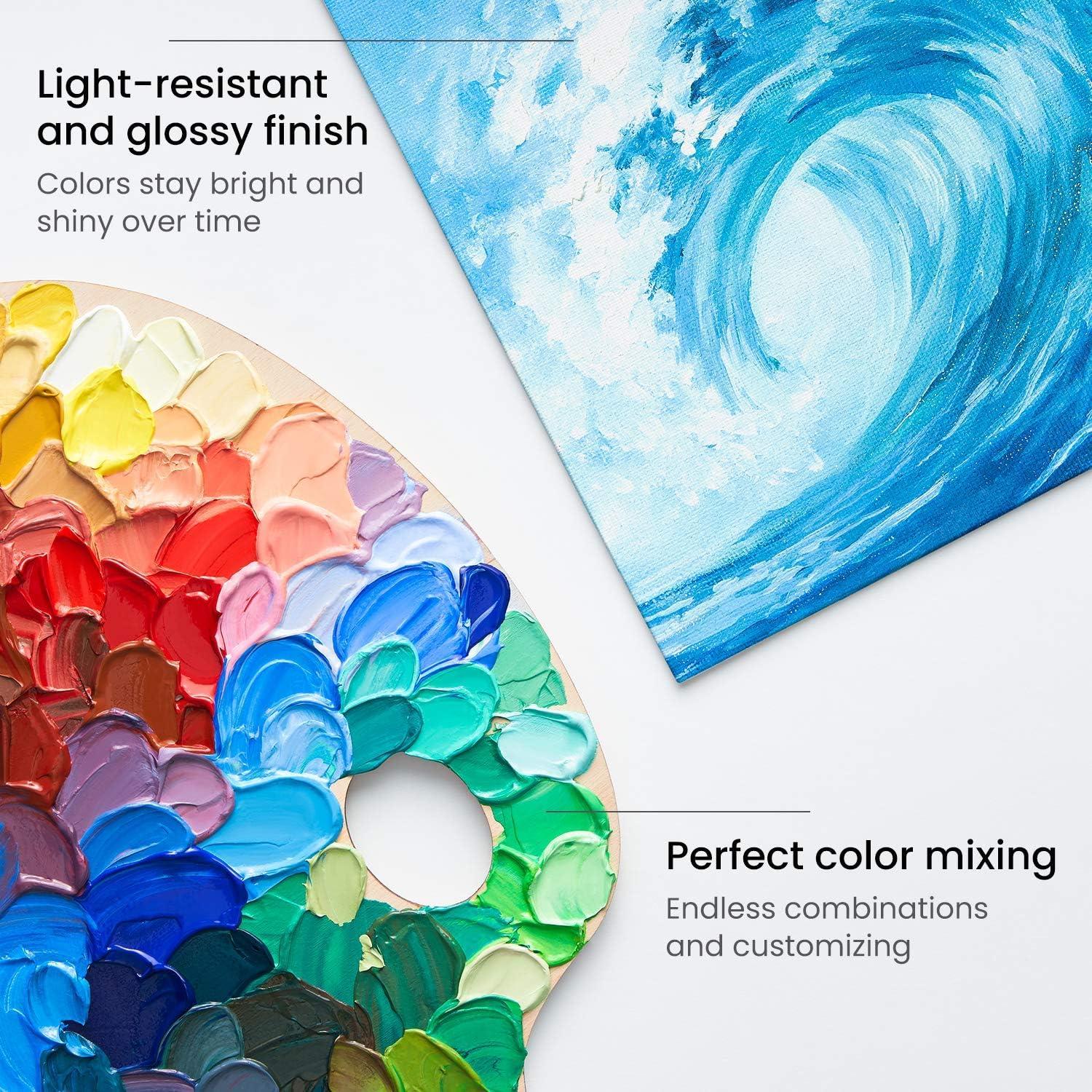 Arteza Acrylic Paint Set of 24 Colors and 12×12 Inch Stretched Canvas Classic Pack of 8, Painting Art Supplies for Artist, Hobby Painters & Beginners