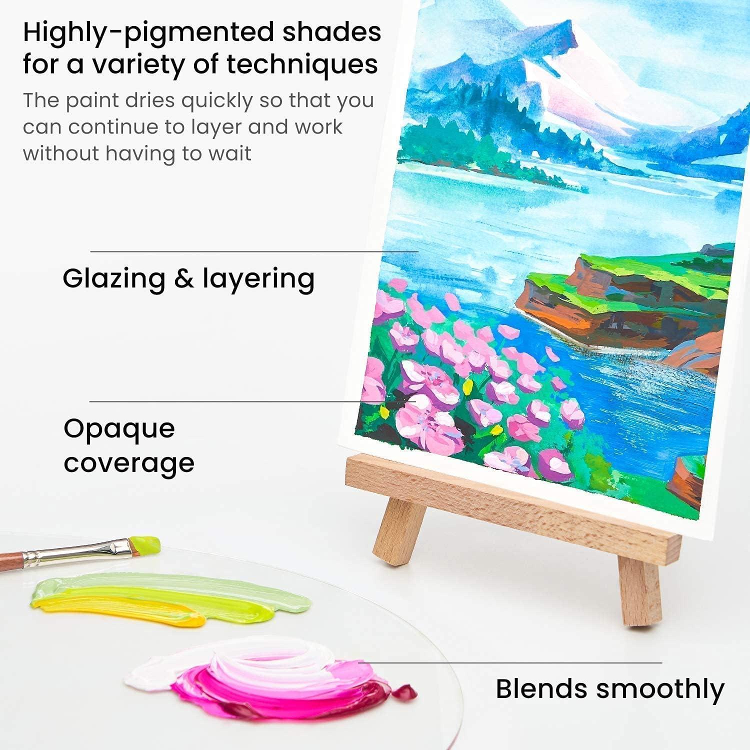 ARTEZA Acrylic, Gouache and Watercolor Paint Set Bundle, Painting Art Supplies for Artist, Hobby Painters & Beginners
