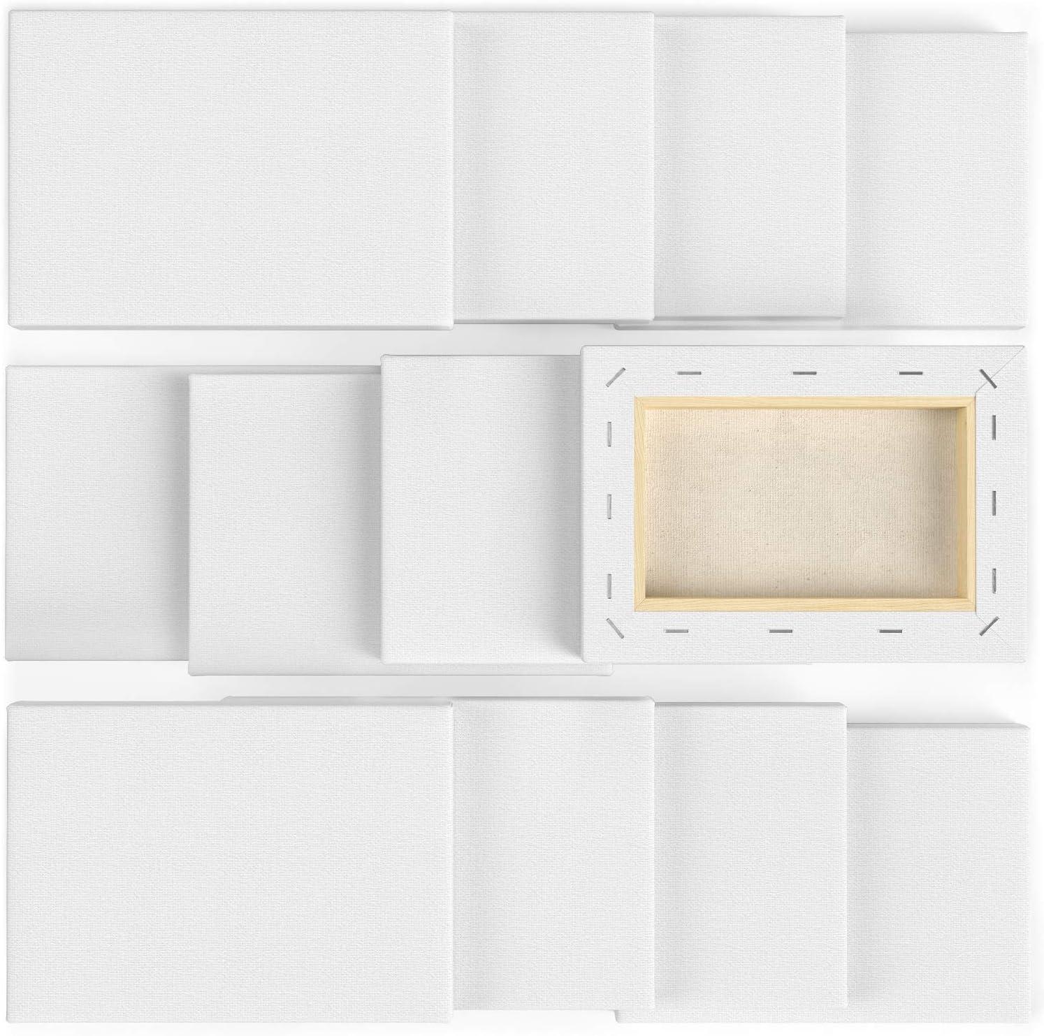 Arteza 5″x7″ Stretched White Blank Canvas, 12 Pack, 100% Cotton, for Painting, Acrylic Pouring, Oil Paint & Wet Art Media.Ideal for Professional Artist, Hobby Painters & Beginners.