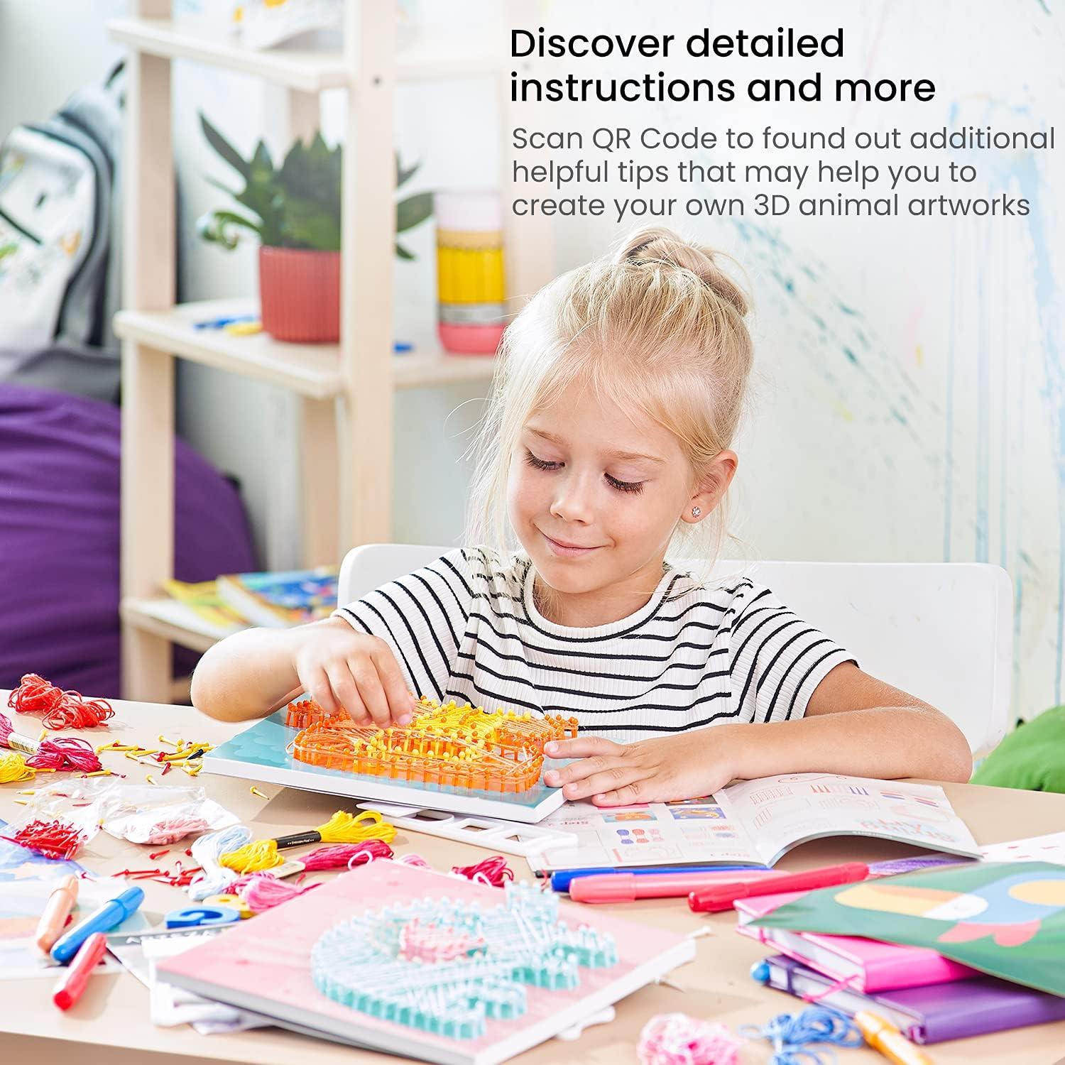 Arteza Kids String Art Kit, Set of 5 Sea Animal Designs, Plastic Pushpins, Art Supplies for Kids Craft Projects and Free Time Activities(Set of 5)
