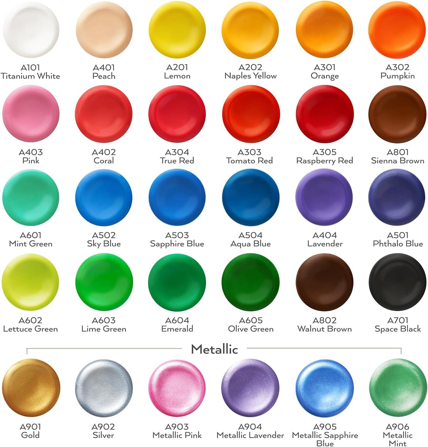 ARTEZA 30 Finger Paint Set, 1 fl oz, Non-Toxic Washable Finger Paint Kit for Kids, Art Supplies for Kids