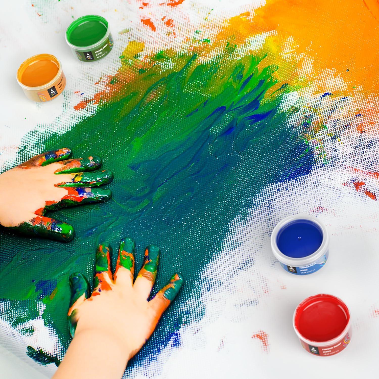 ARTEZA 30 Finger Paint Set, 1 fl oz, Non-Toxic Washable Finger Paint Kit for Kids, Art Supplies for Kids