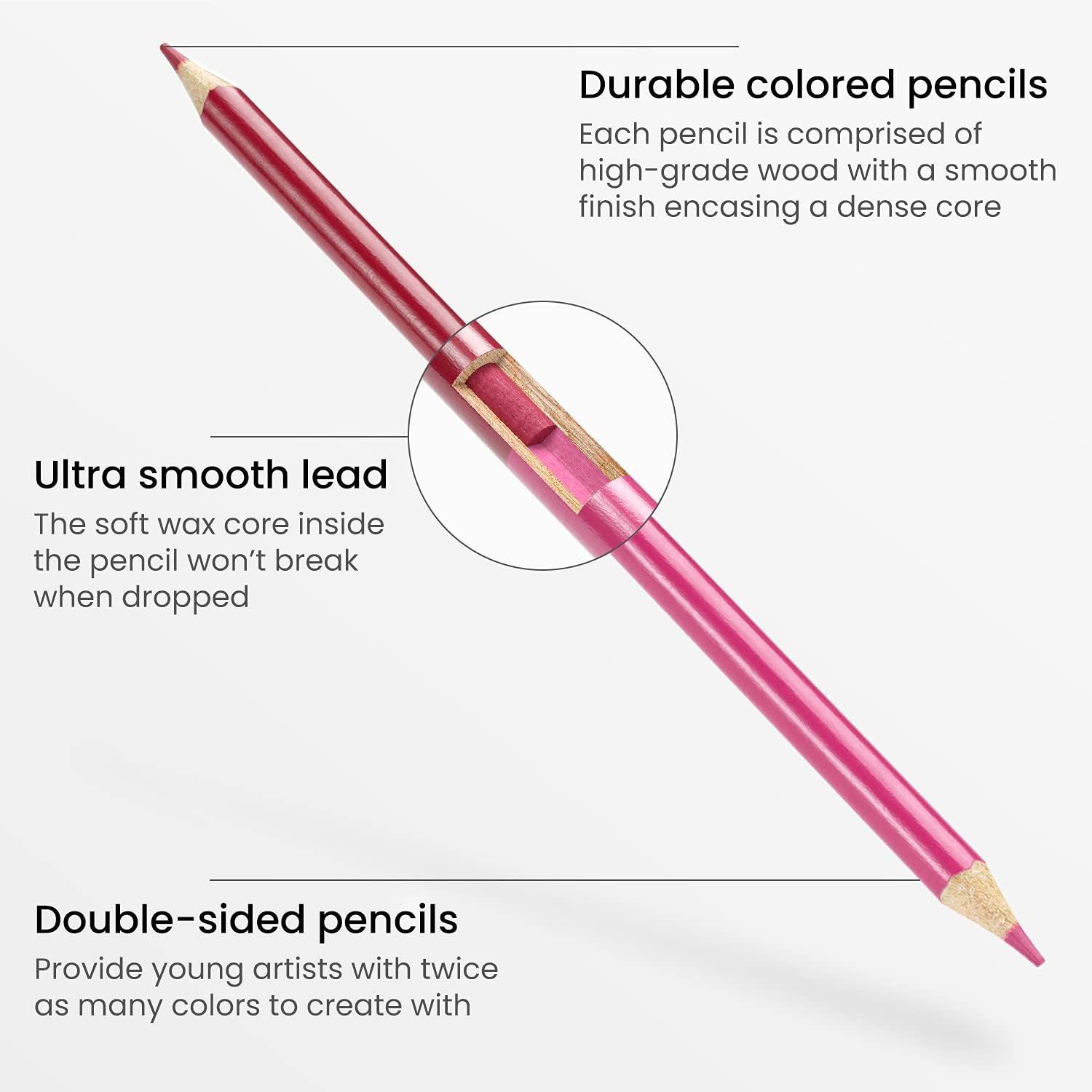 ARTEZA Scented Colored Pencils for Kids, 24 Triangle Pre-Sharpened Non-Toxic Smelly Pencils, for School Drawing, Arts & Crafts(Colored Double-Sided)