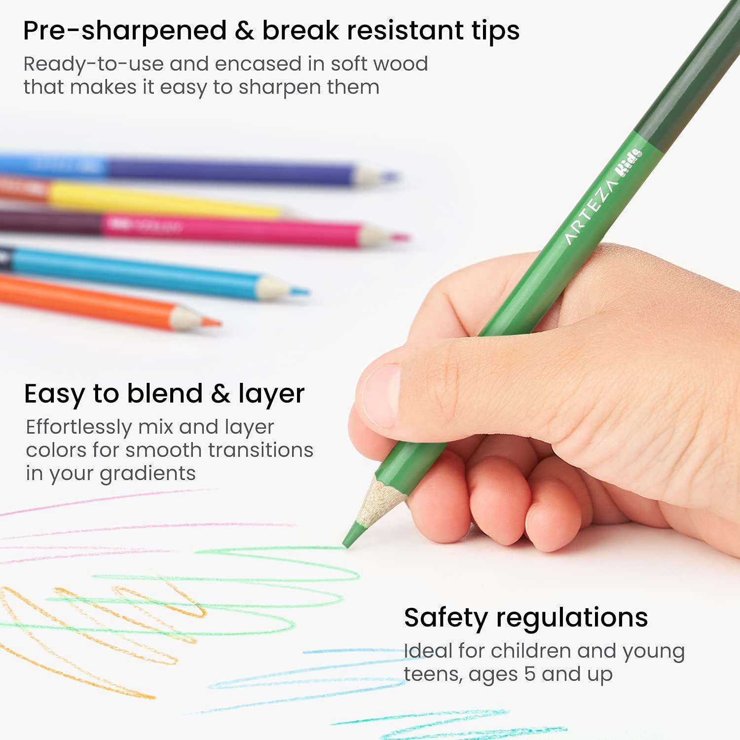 ARTEZA Scented Colored Pencils for Kids, 24 Triangle Pre-Sharpened Non-Toxic Smelly Pencils, for School Drawing, Arts & Crafts(Colored Double-Sided)