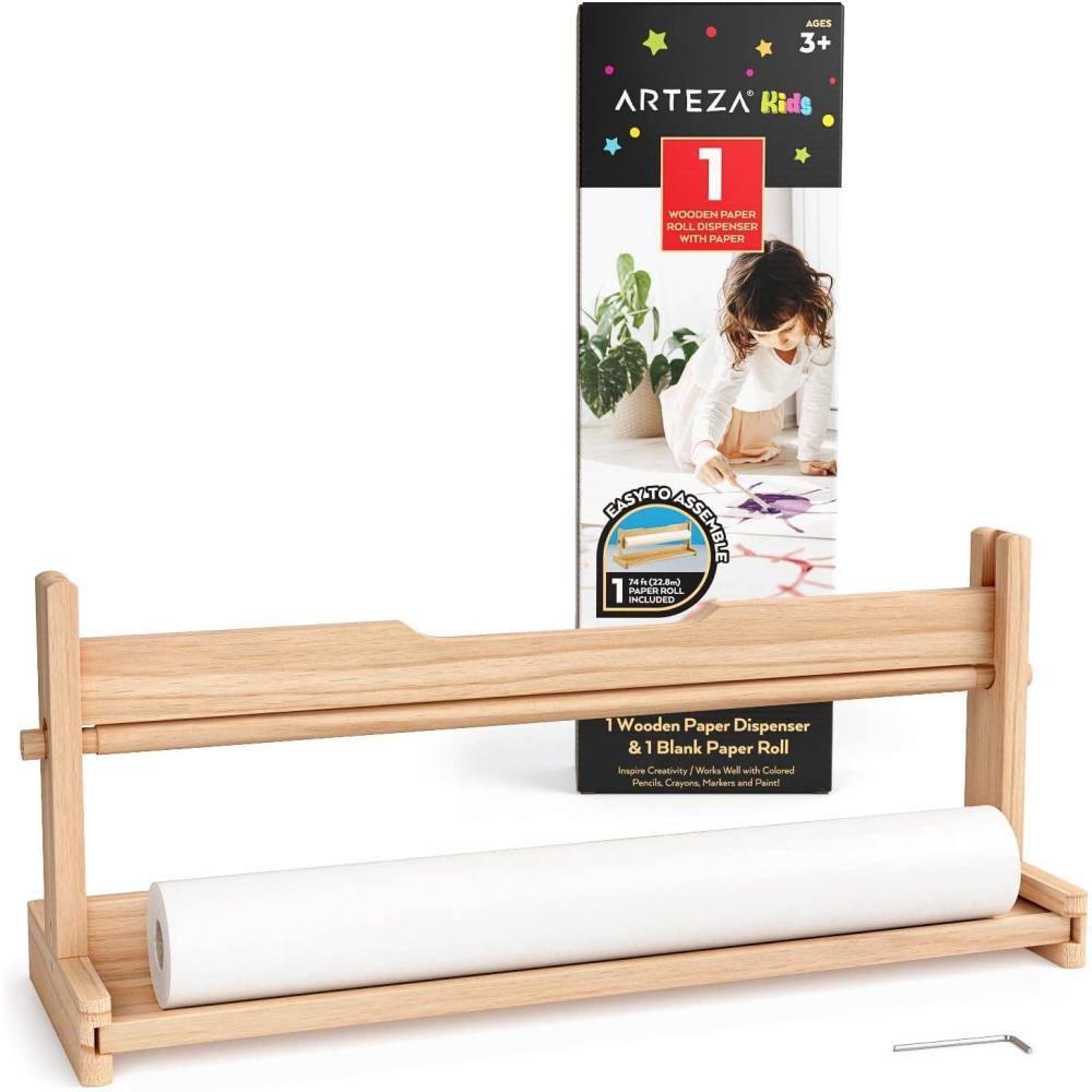 Arteza Kids Drawing Paper Roll Refill, 2-Pack, 16.5 Inches x 74.8 Feet, White 47-lb Roll Dispenser Paper, Art Supplies for the Classroom, Learning Centers, and Activity Corners(Paper Roll Dispenser)