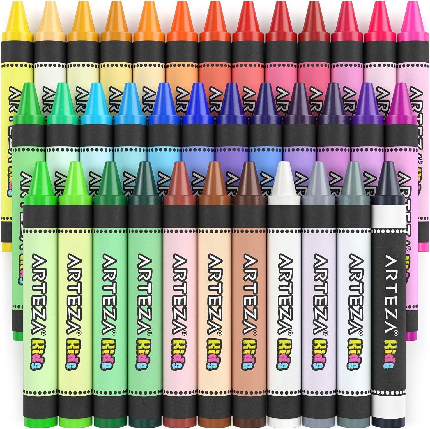 Arteza Kids Jumbo Crayons, Set of 36 Vivid Colors, Toddler Crayons from Wax