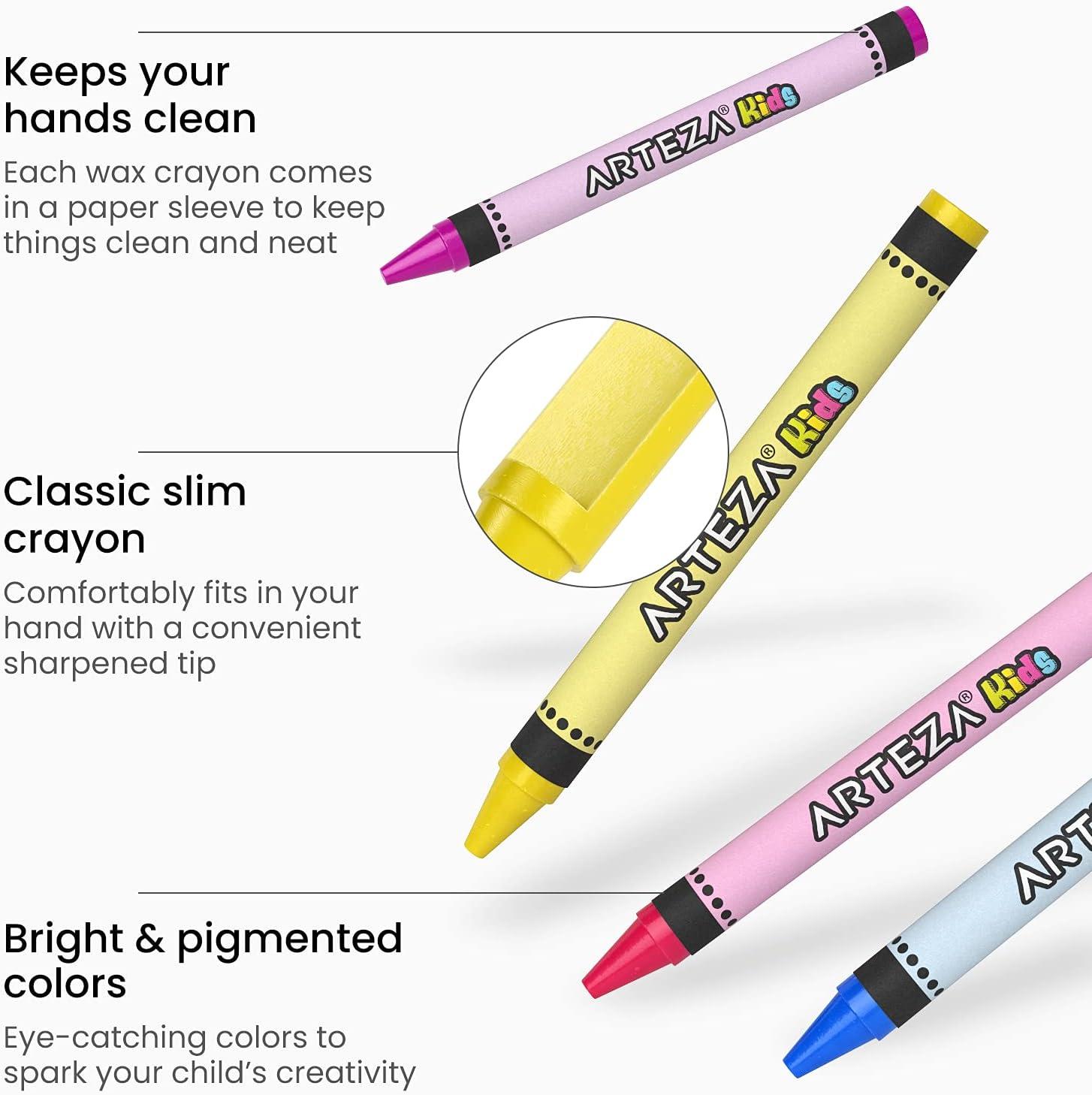 Arteza Kids Toddler Crayons, Bulk 216 Count, 6 Packs of 36 Vivid Wax Colors, Regular Size(1 Count (Pack of 144))
