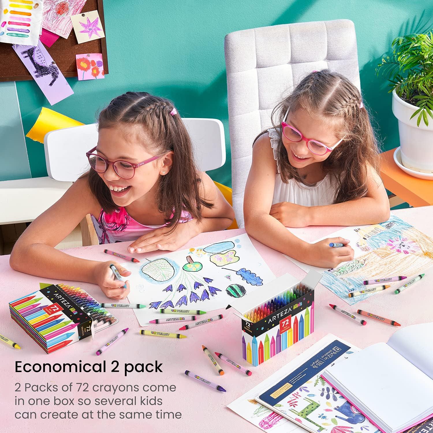 Arteza Kids Toddler Crayons, Bulk 216 Count, 6 Packs of 36 Vivid Wax Colors, Regular Size(1 Count (Pack of 144))