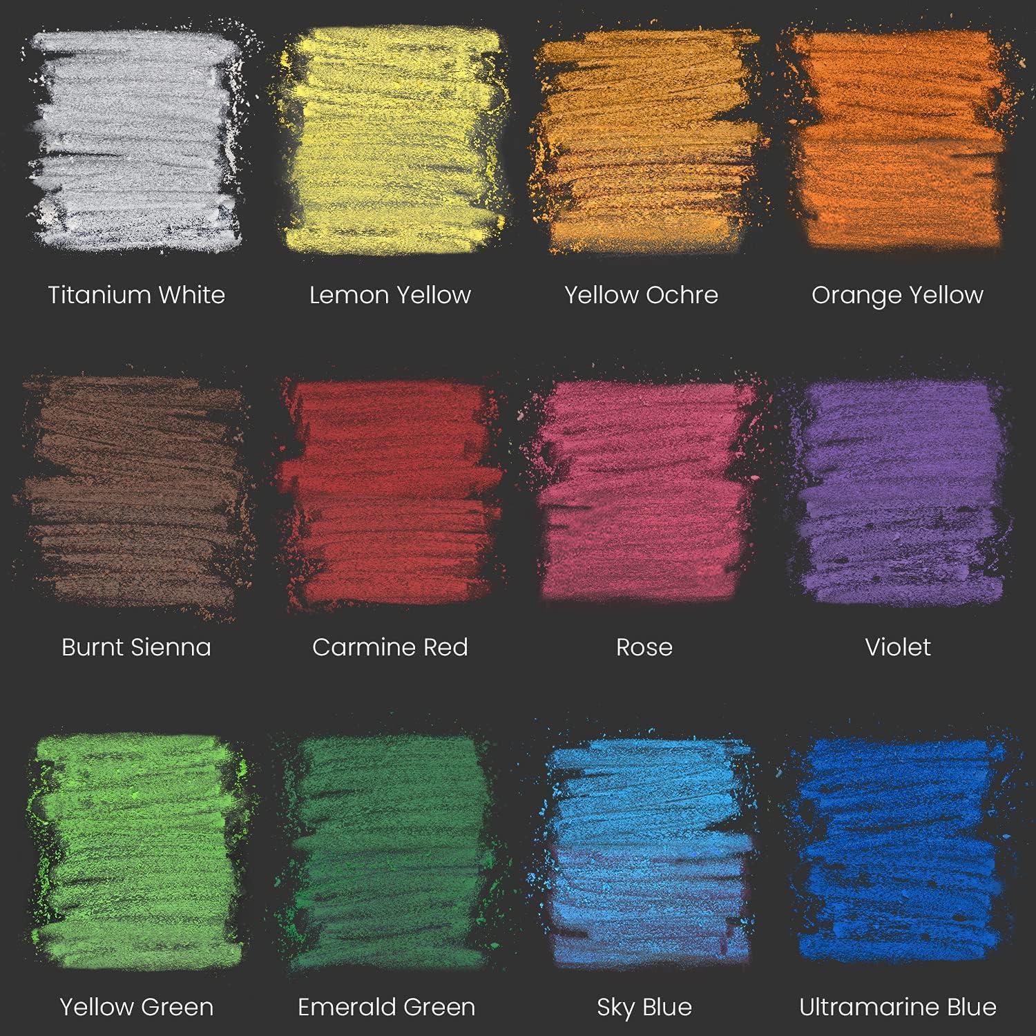 Arteza Kids Colored Chalkboard Chalk, Set of 12, Washable Dustless Chalk with Holders, Art Supplies for Spring and Summer Activities, Playtime, and Chalkboard Art