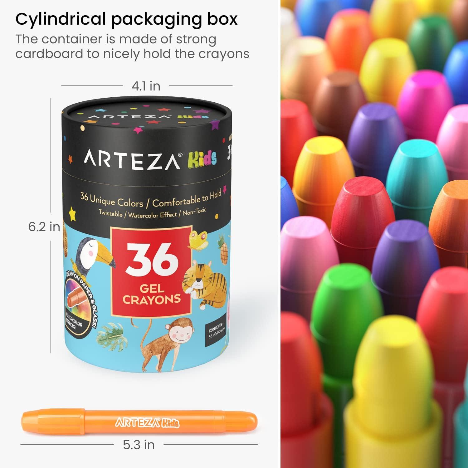 Arteza Kids Gel Crayons, 36 Count, Twistable and Washable Jumbo Crayons(1 Count (Pack of 36))