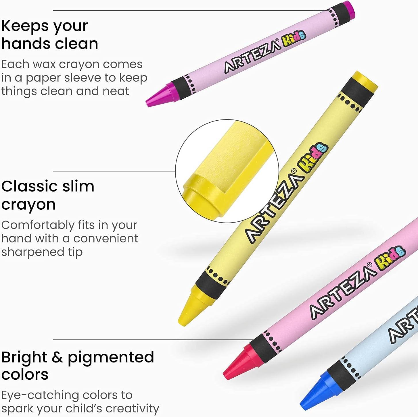 Arteza Kids Toddler Crayons, Bulk 216 Count, 6 Packs of 36 Vivid Wax Colors, Regular Size(1 Count (Pack of 216))