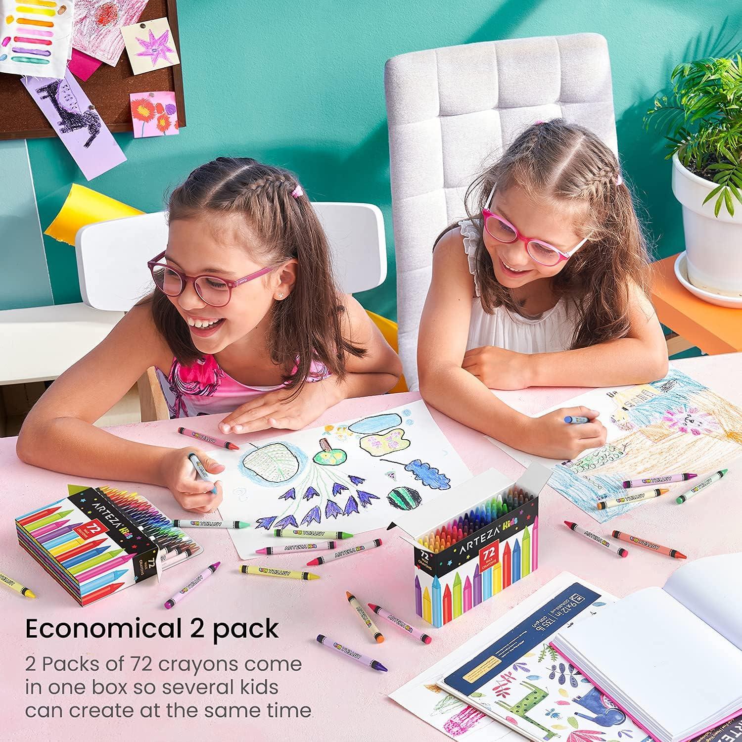 Arteza Kids Toddler Crayons, Bulk 216 Count, 6 Packs of 36 Vivid Wax Colors, Regular Size(1 Count (Pack of 216))