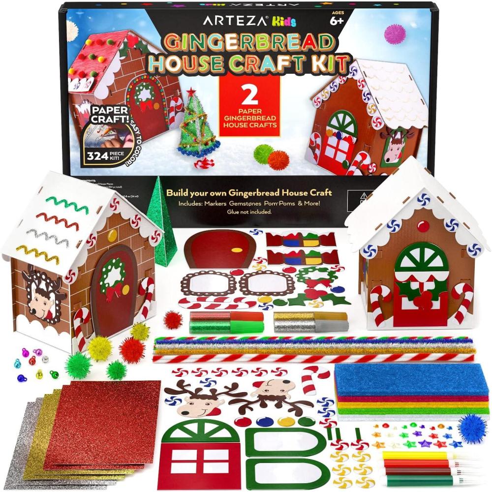 Arteza Kids Felt Kit, 422 Pieces, 21 Pre-Cut Glitter & Glitz Shapes, Assorted Felt Sheets, Glitter Mini-Pieces, Chenille Stems, and Accessories, Educational Kids’ Craft Supplies to Inspire Creativity(324 Pieces)