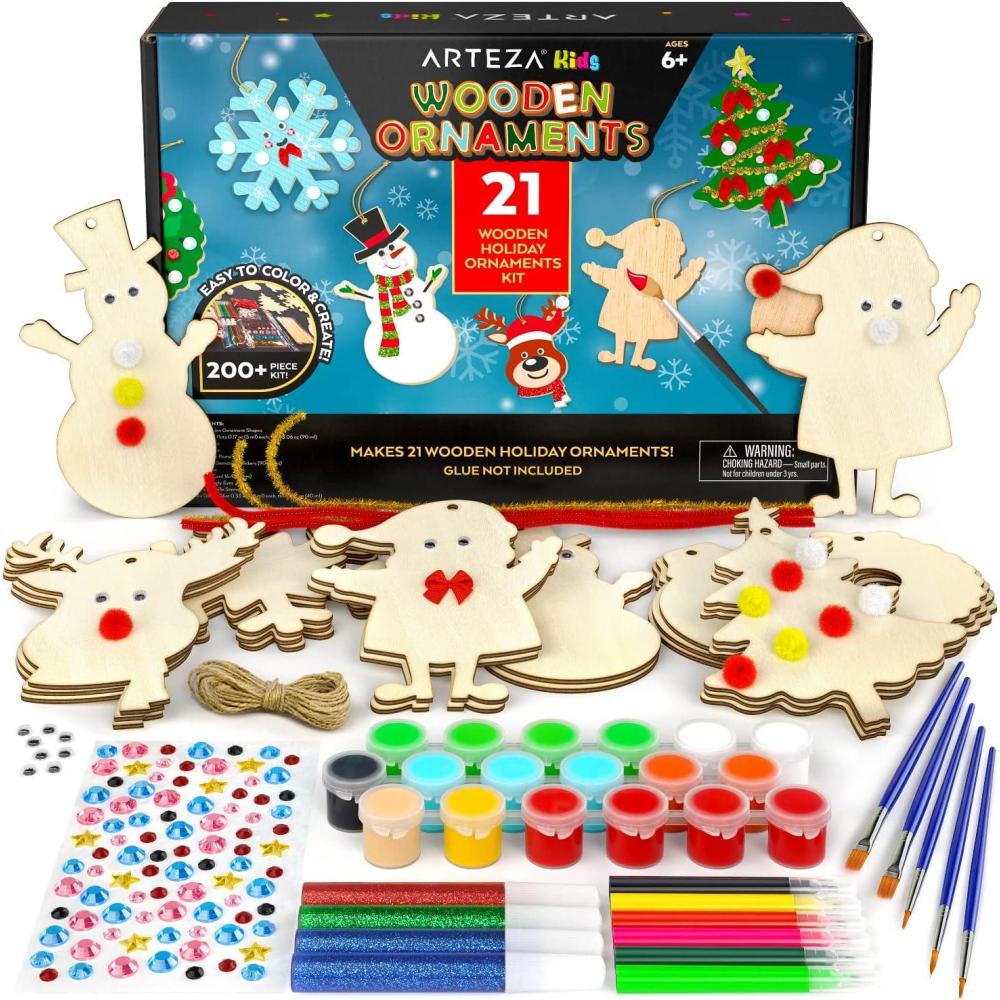 Arteza Kids Felt Kit, 422 Pieces, 21 Pre-Cut Glitter & Glitz Shapes, Assorted Felt Sheets, Glitter Mini-Pieces, Chenille Stems, and Accessories, Educational Kids’ Craft Supplies to Inspire Creativity(200 Pieces)