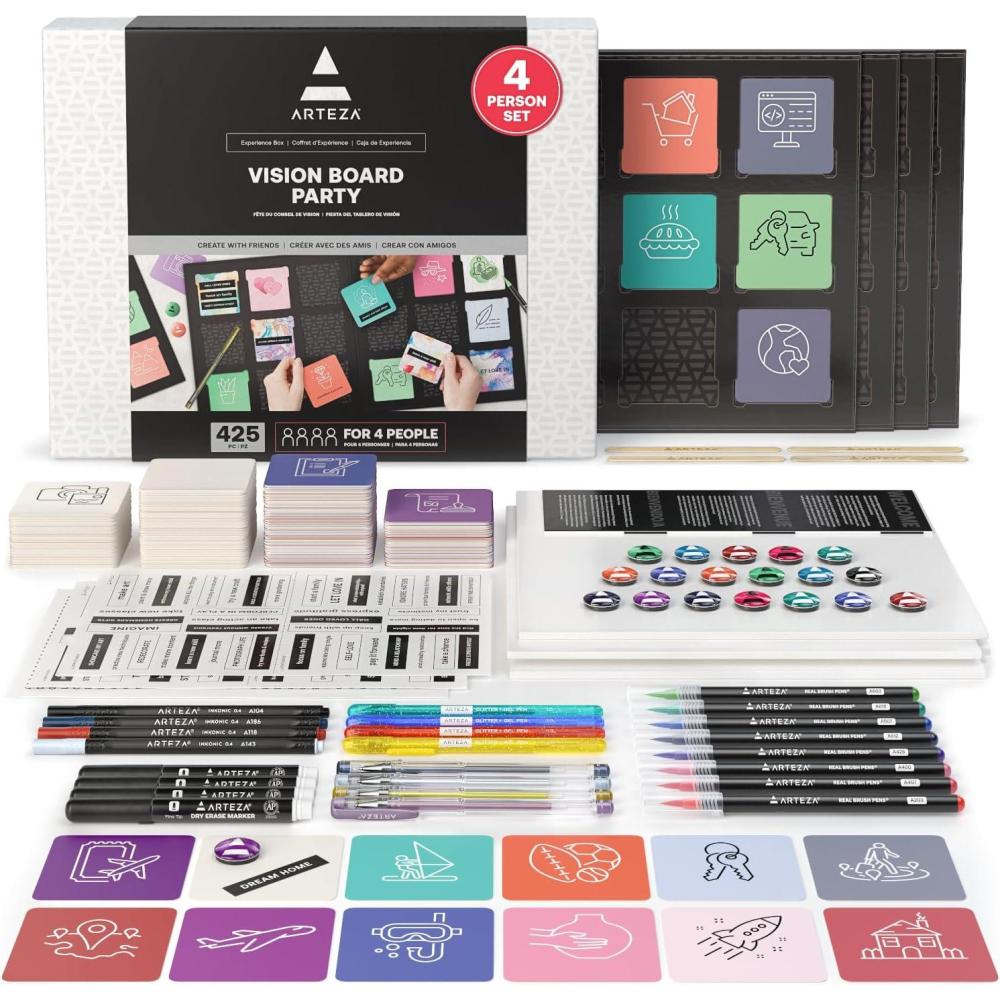 ARTEZA Vision Board Kit, Experience Box | Creative Art & Craft Set for Goal Setting, Party Kit for Group Activities, Business Planning, Personal Development, Art Supplies, Craft Supplies
