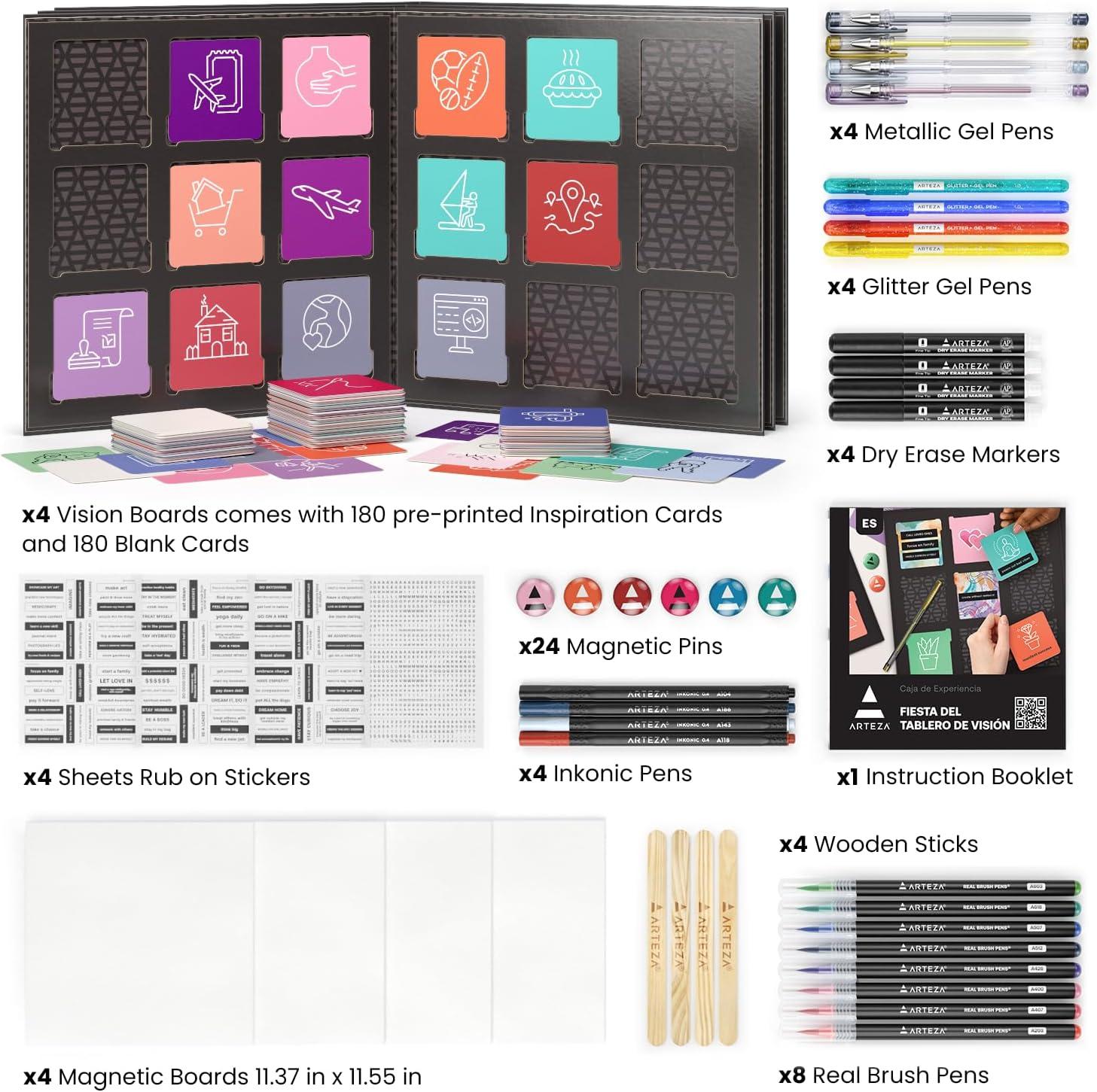 ARTEZA Vision Board Kit, Experience Box | Creative Art & Craft Set for Goal Setting, Party Kit for Group Activities, Business Planning, Personal Development, Art Supplies, Craft Supplies