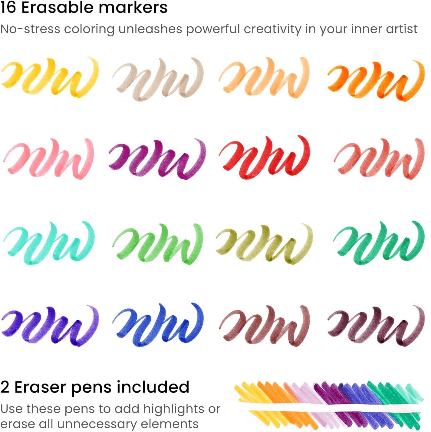 ARTEZA Kids Fine Tip Washable Markers, 42 Bright Colors, 36 Washable Marker Pens and 6 Non-Washable Neon Pens, School Supplies for Kids Ages 3 and Up(18 Bold Tip)